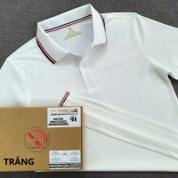 Áo cổ trụ polo bo sọc cá sấu lạnh poly thấm hút màu trắng
