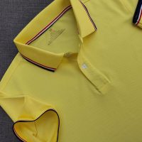 Chi tiết sản phẩm áo cổ trụ polo bo sọc cá sấu lạnh poly thấm hút màu vàng