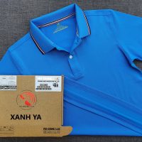 Áo cổ trụ polo bo sọc cá sấu lạnh màu xanh ya