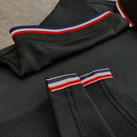 Chi tiết sản phẩm áo cổ trụ polo bo sọc cá sấu lạnh poly thấm hút màu đen