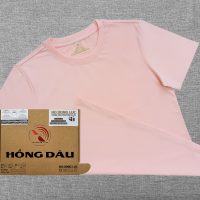Áo thun cổ tròn ngắn tay cotton cao cấp màu hồng dâu
