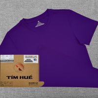 Áo thun cổ tròn ngắn tay cotton unisex màu tím huế