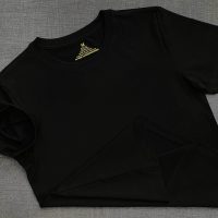 Áo thun cổ tròn ngắn tay cotton cao cấp màu đen