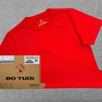 Áo thun cổ tròn ngắn tay cotton cao cấp màu đỏ tươi