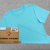 Áo thun cổ tròn ngắn tay cotton cao cấp màu xanh thiên thanh
