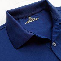 Chi tiết cổ áo áo thun cổ trụ polo bo trơn cá sấu lạnh poly thấm hút xanh đen