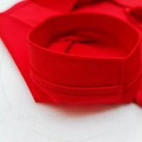 Chi tiết bo tay áo thun cổ trụ polo bo trơn cá sấu lạnh màu đỏ tươi
