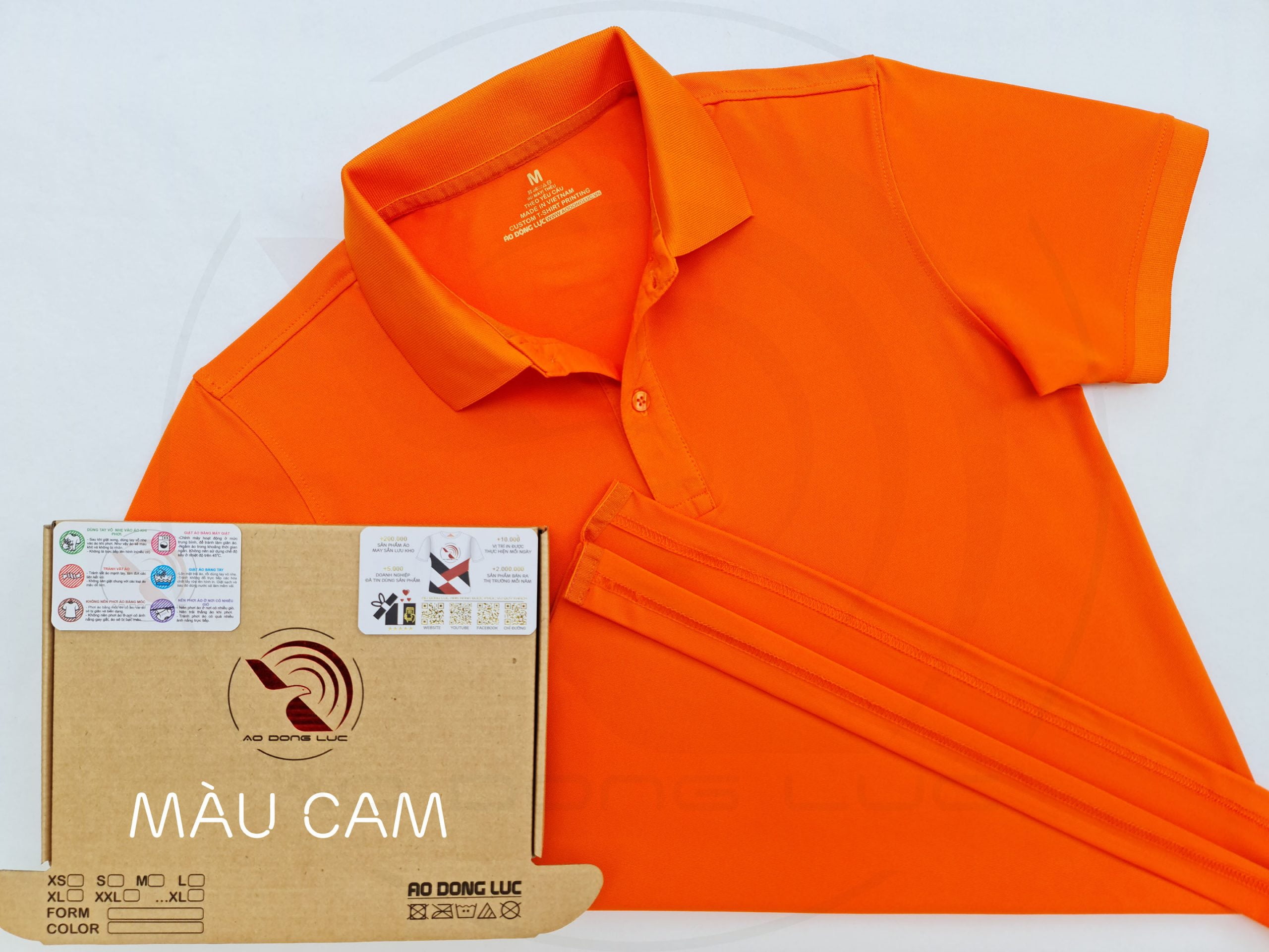 Áo thun cổ trụ polo bo trơn cá sấu lạnh poly thấm hút màu cam