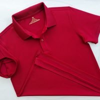 Áo thun cổ trụ polo bo trơn cá sấu lạnh poly thấm hút màu đỏ đô