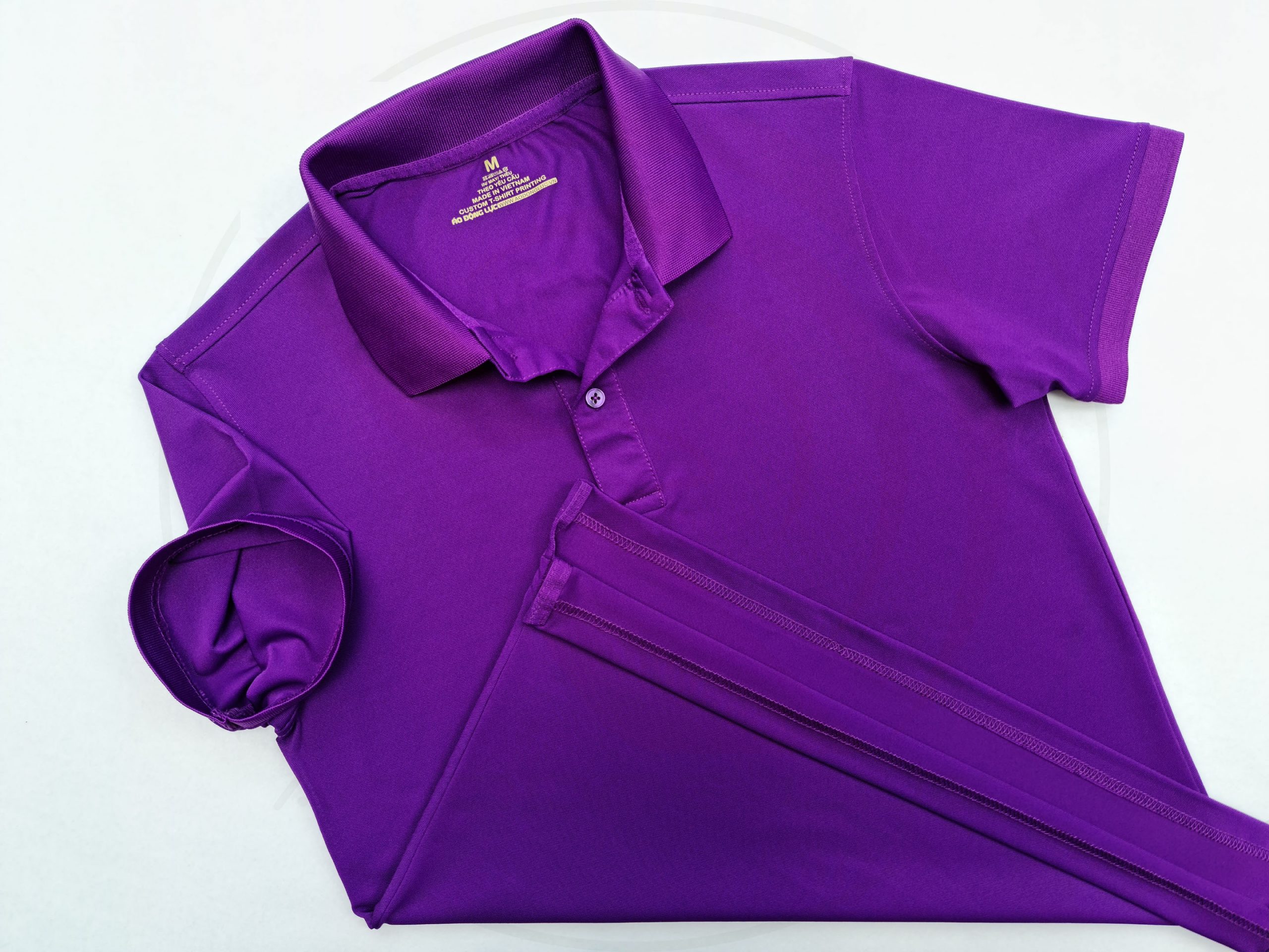 Áo thun cổ trụ polo bo trơn cá sấu lạnh poly thấm hút màu tím huế