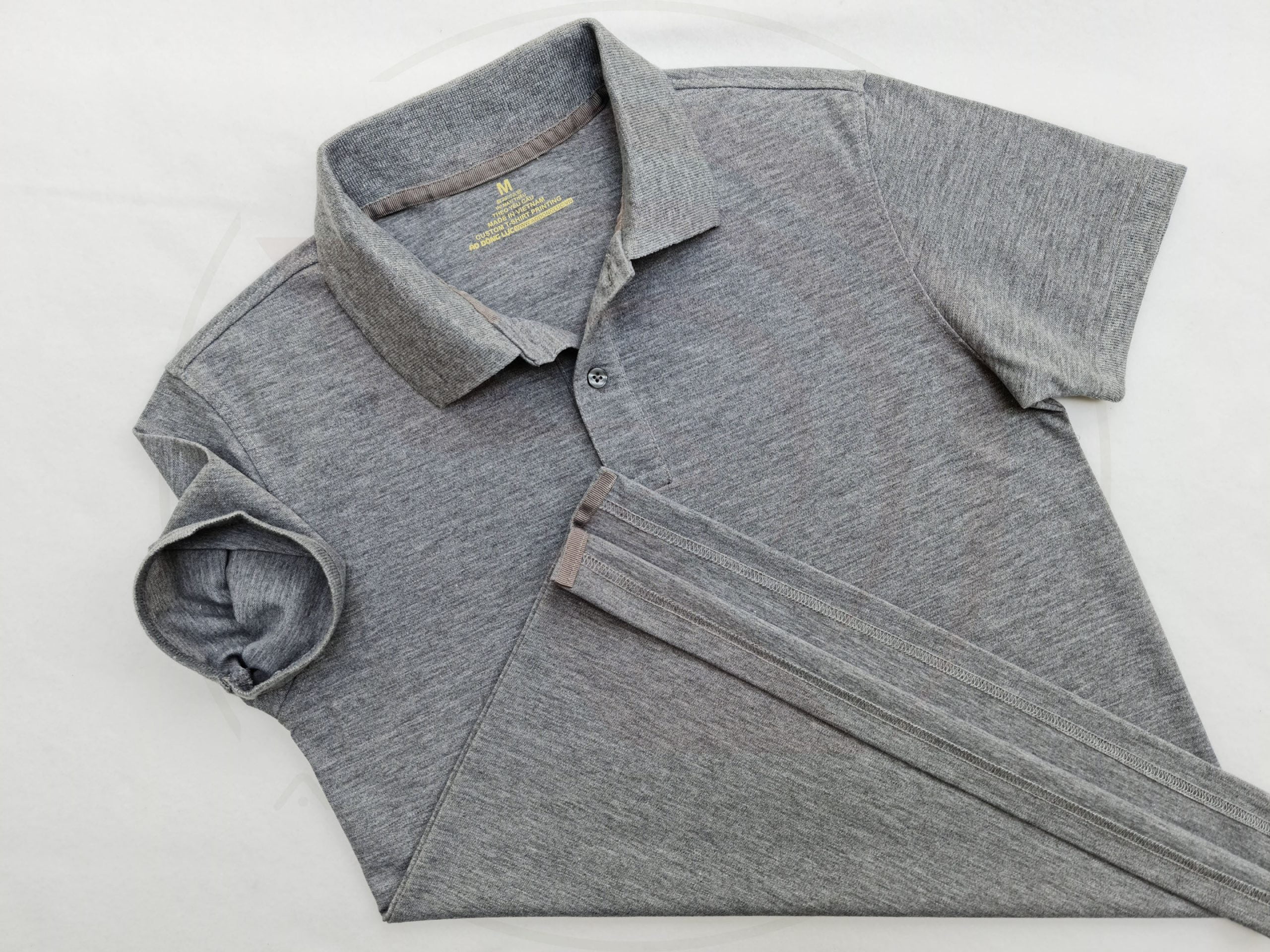 Áo thun cổ trụ polo bo trơn cá sấu lạnh màu xám đậm