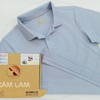 Áo thun cổ trụ polo bo trơn cá sấu lạnh poly thấm hút màu xám lam