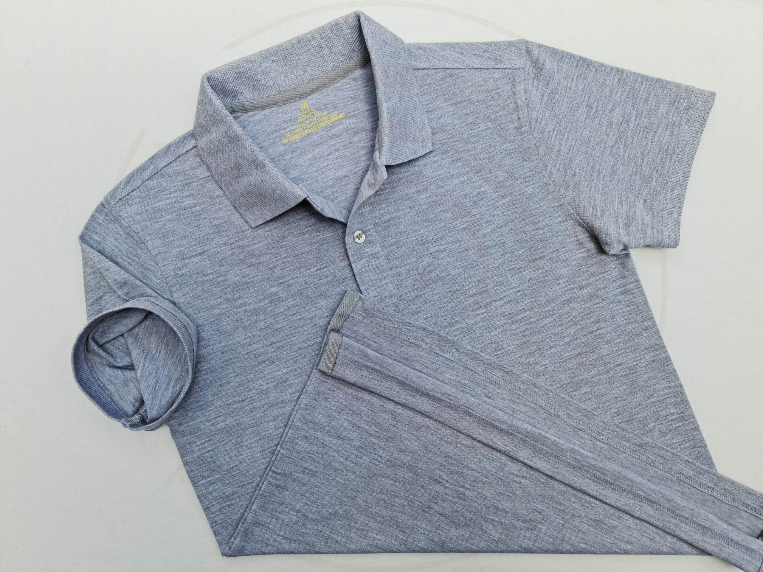 Áo thun cổ trụ polo bo trơn cá sấu lạnh màu xám tiêu