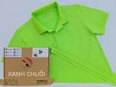 Áo thun cổ trụ polo bo trơn cá sấu lạnh poly thấm hút xanh chuối