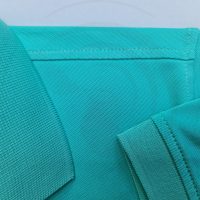 Chi tiết đường may áo thun cổ trụ polo bo trơn cá sấu lạnh xanh ngọc