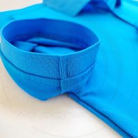Chi tiết bo tay áo thun cổ trụ polo bo trơn cá sấu lạnh màu xanh ya