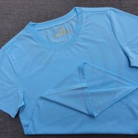Áo thun cổ tròn ngắn tay supe unisex màu thiên thanh