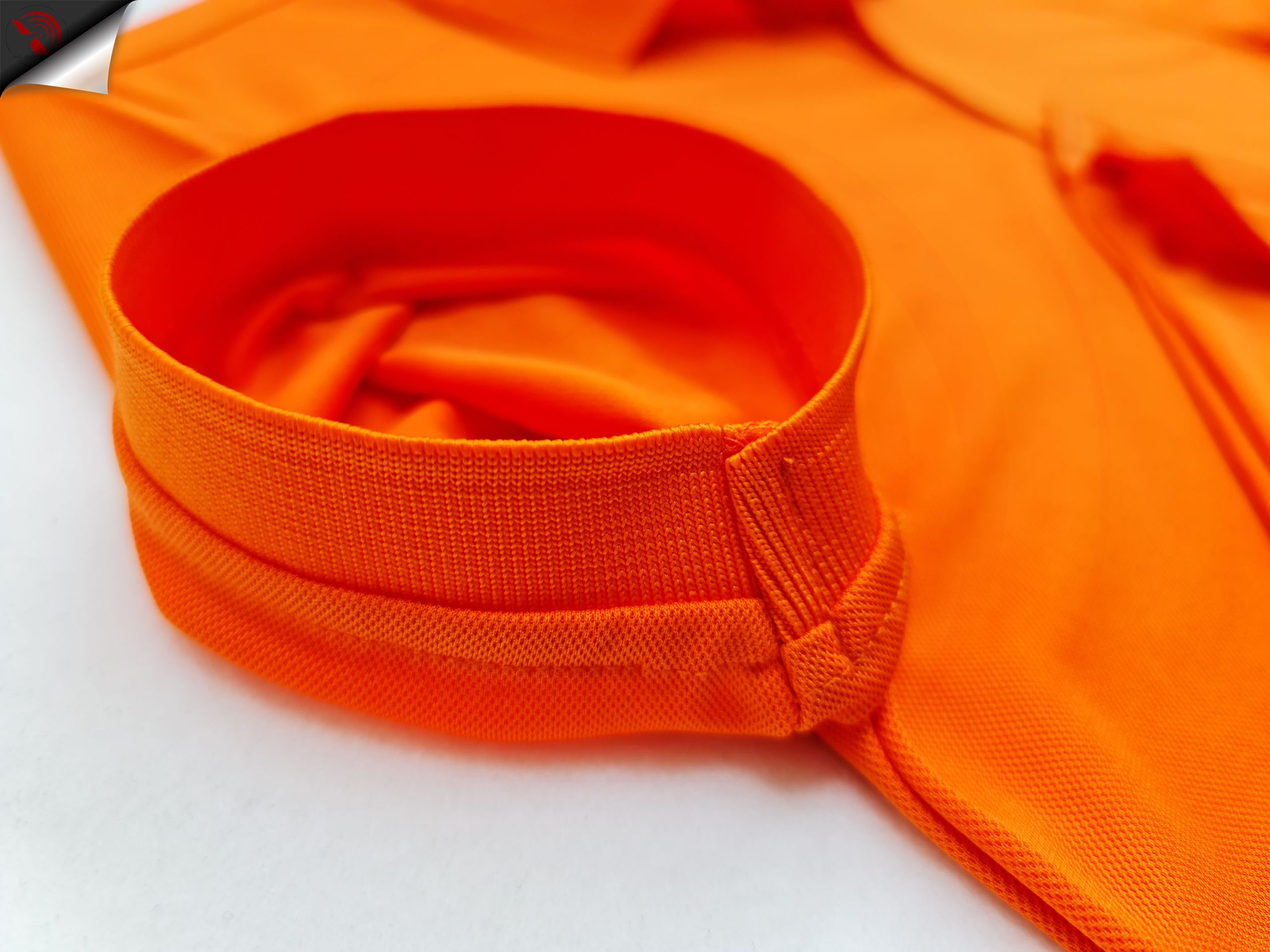 Chi tiết bo tay spandex áo cổ trụ polo bo trơn unisex cá sấu mè màu cam