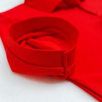 Chi tiết bo tay spandex áo cổ trụ polo bo trơn unisex cá sấu mè màu đỏ