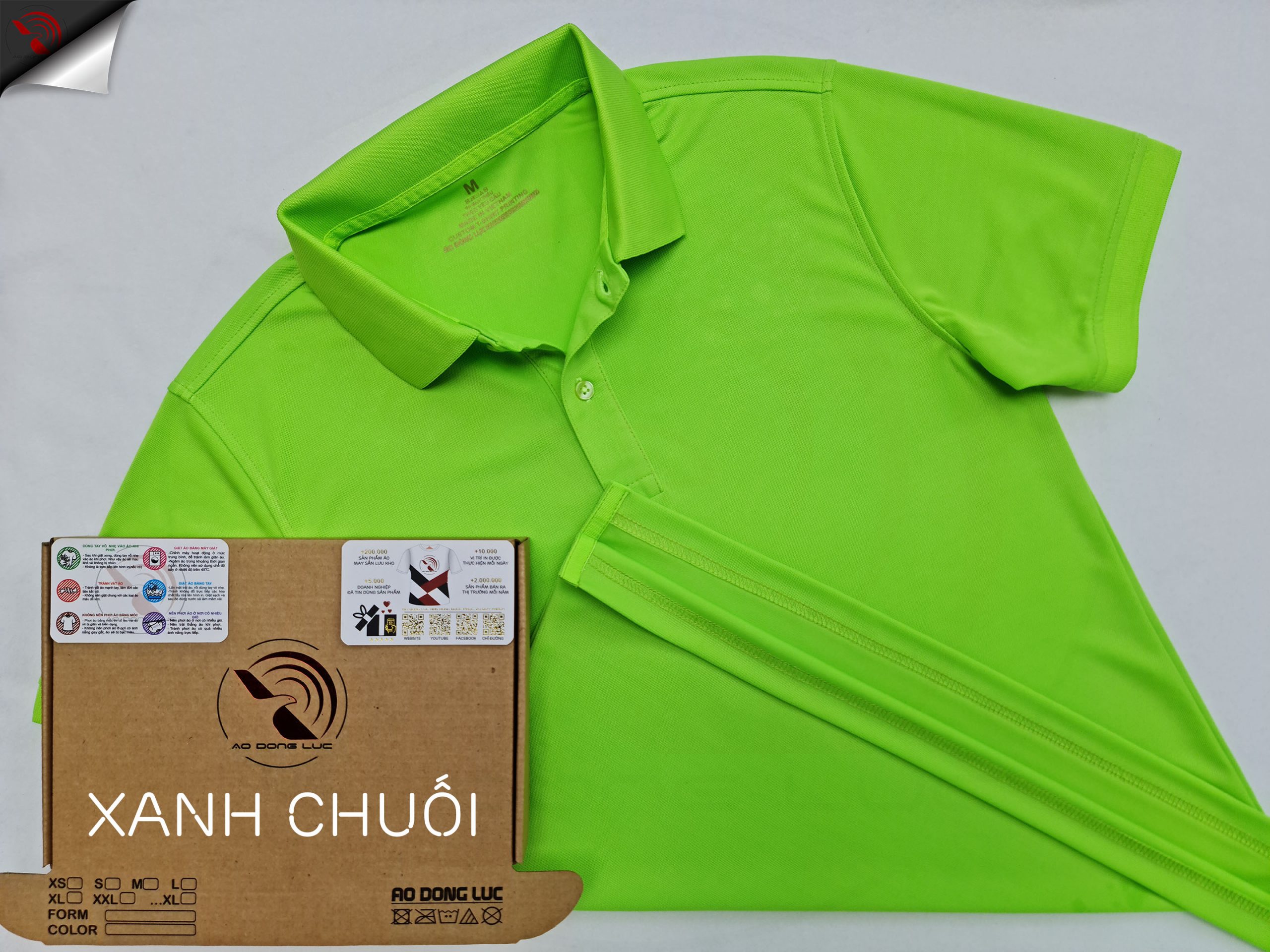 Áo cổ trụ polo bo trơn unisex cá sấu mè màu xanh lá