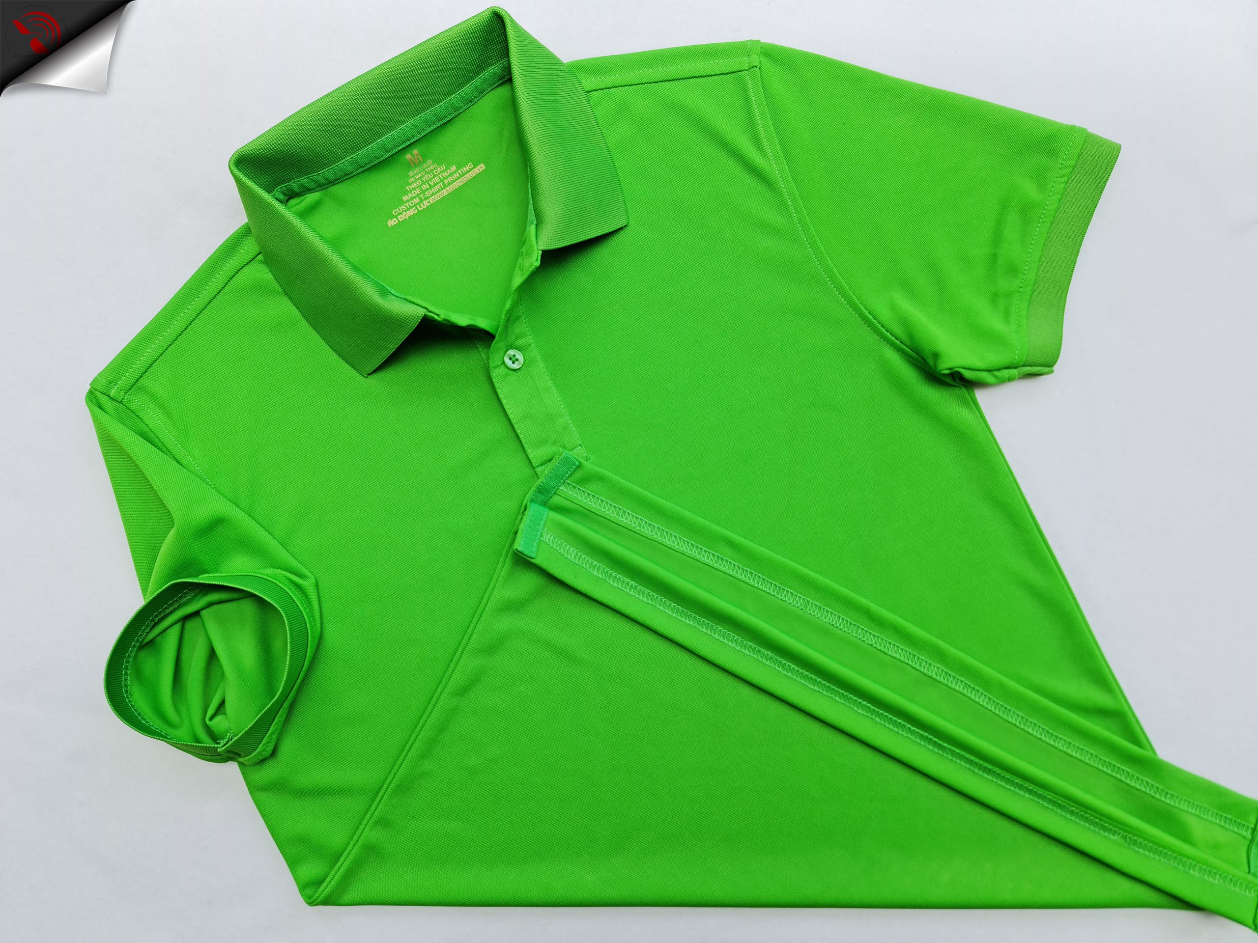 Áo cổ trụ polo bo trơn unisex cá sấu mè màu xanh lá