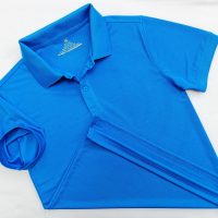 Áo cổ trụ polo bo trơn unisex cá sấu mè màu xanh ya