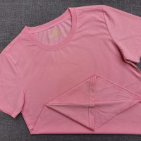 Áo thun cổ tròn supe ngắn tay unisex màu hồng ruốc