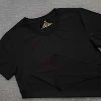 Áo thun cổ tròn ngắn tay supe unisex màu đen