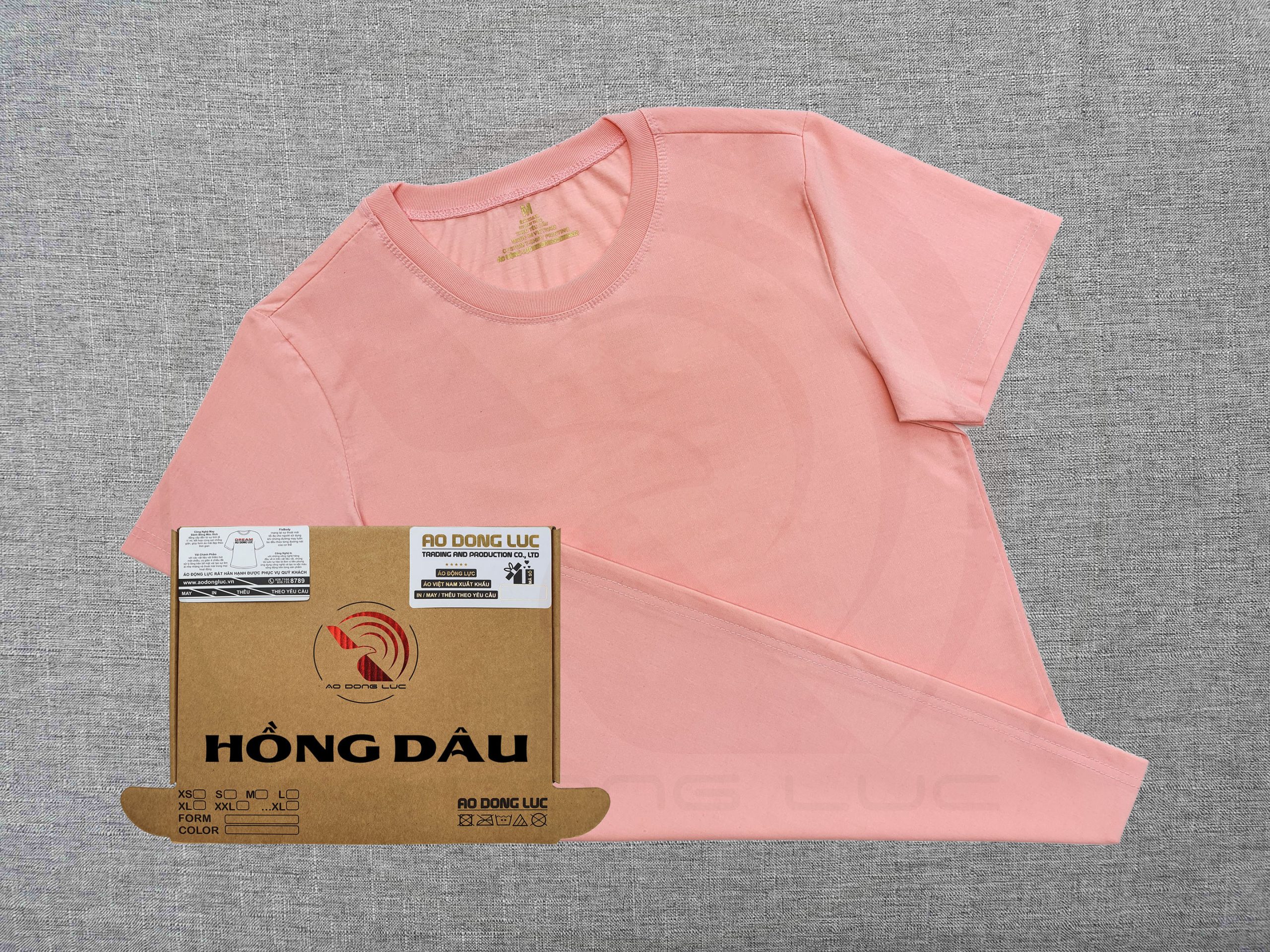 Áo thun cổ tròn supe ngắn tay unisex màu hồng dâu