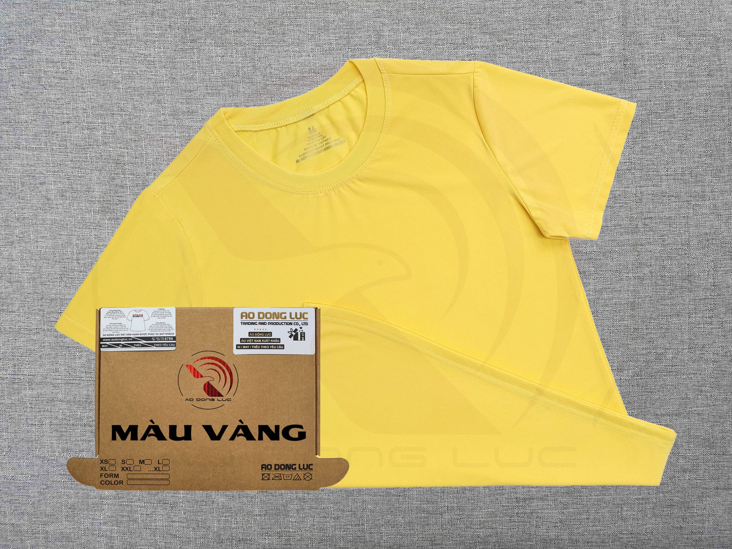 Áo thun cổ tròn ngắn tay supe unisex màu vàng