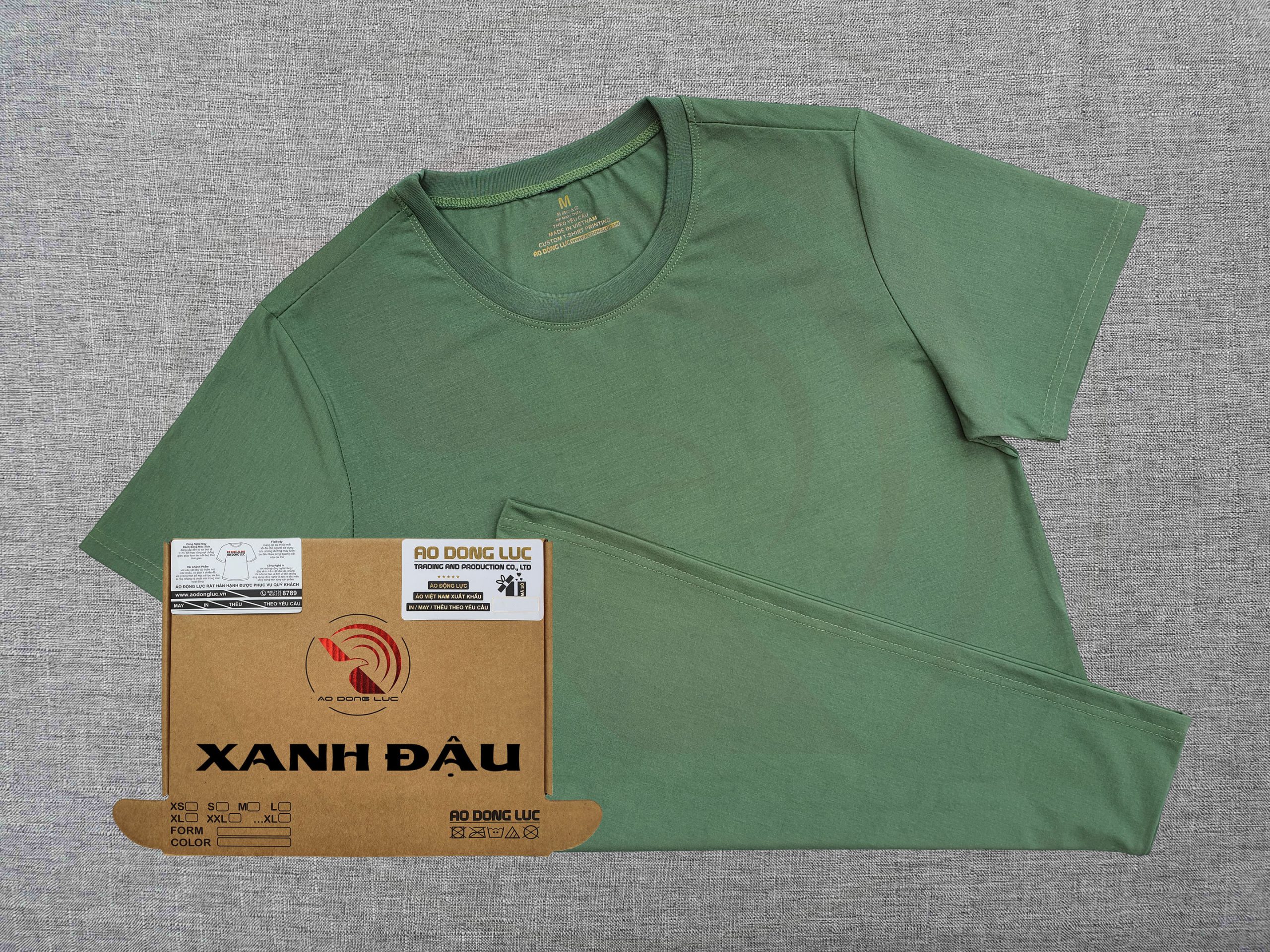 Áo thun cổ tròn ngắn tay supe unisex màu xanh đậu