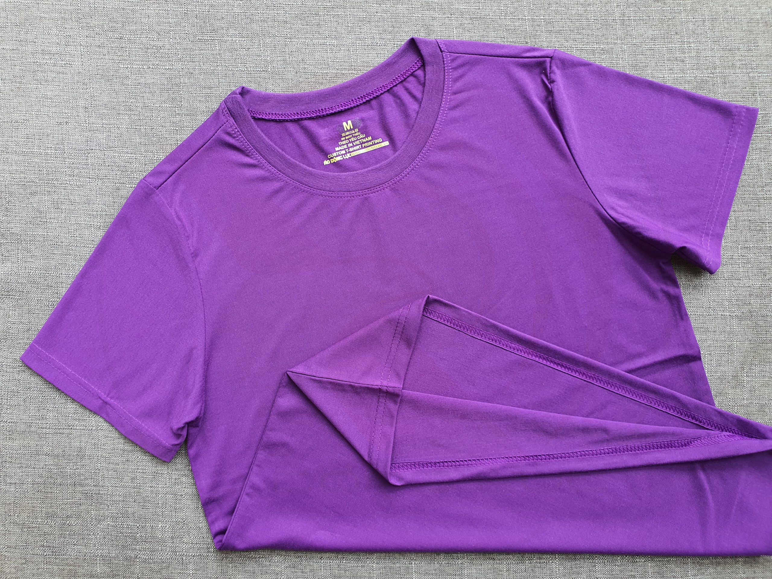 Áo thun cổ tròn supe ngắn tay unisex màu tím huế