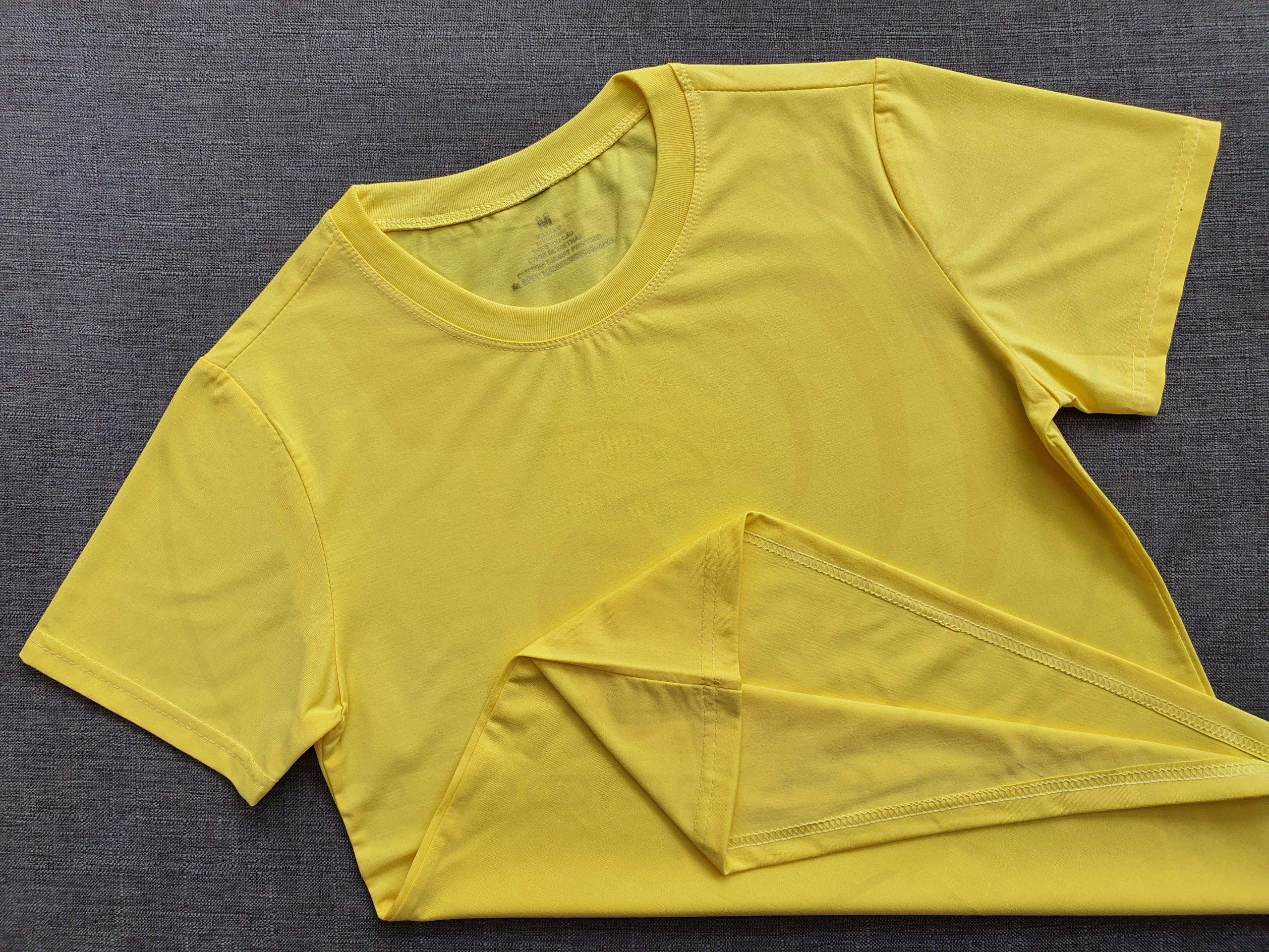 Áo thun cổ tròn ngắn tay supe unisex màu vàng