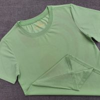 Áo thun cổ tròn ngắn tay supe unisex màu xi măng
