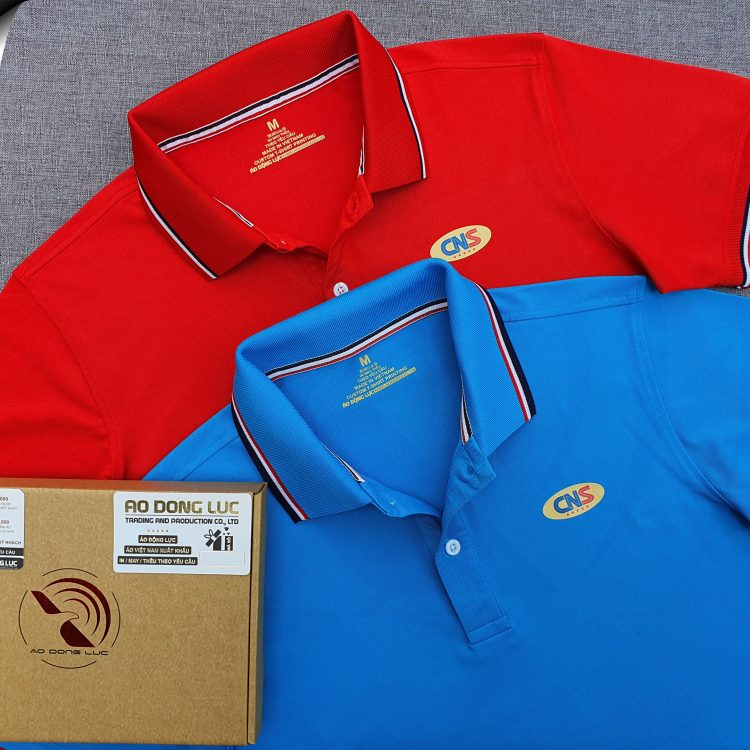Đồng phục áo thun polo bo sọc in kỹ thuật số logo