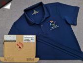 Đồng phục áo thun polo bo trơn màu xanh đen in kỹ thuật số logo