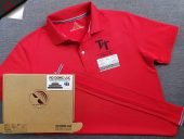 Đồng phục áo thun polo bo trơn màu đỏ in chuyển nhiệt