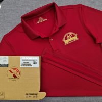 Đồng phục áo thun polo bo trơn đỏ đô in decal logo
