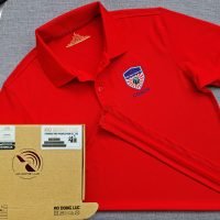Đồng phục áo thun polo bo trơn màu đỏ in kỹ thuật số