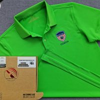Đồng phục áo thun polo bo trơn màu xanh lá in kỹ thuật số