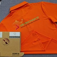 Đồng phục áo thun polo bo trơn màu cam in kỹ thuật số