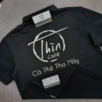 Đồng phục áo thun polo bo trơn màu đen in lụa