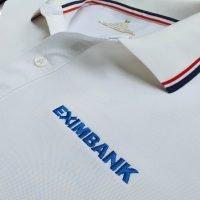 Đồng phục áo thun polo bo sọc màu trắng thêu logo
