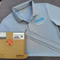 Đồng phục áo thun polo bo trơn xám lam thêu logo