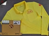Đồng phục áo thun polo bo trơn màu vàng dài tay in kỹ thuật số