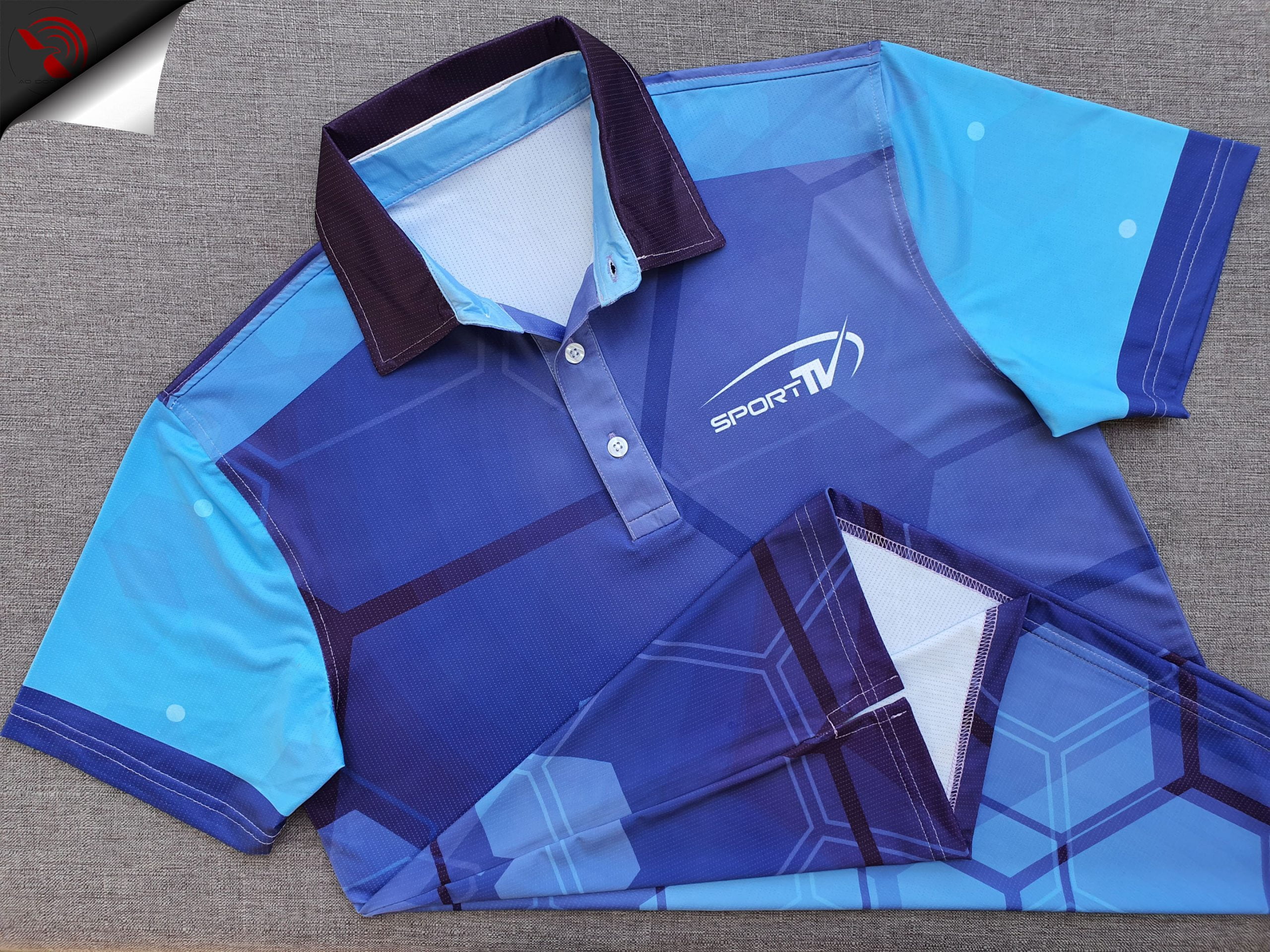 Đồng phục áo thun polo thể thao chân cổ sơ mi in chuyển nhiệt full galaxy