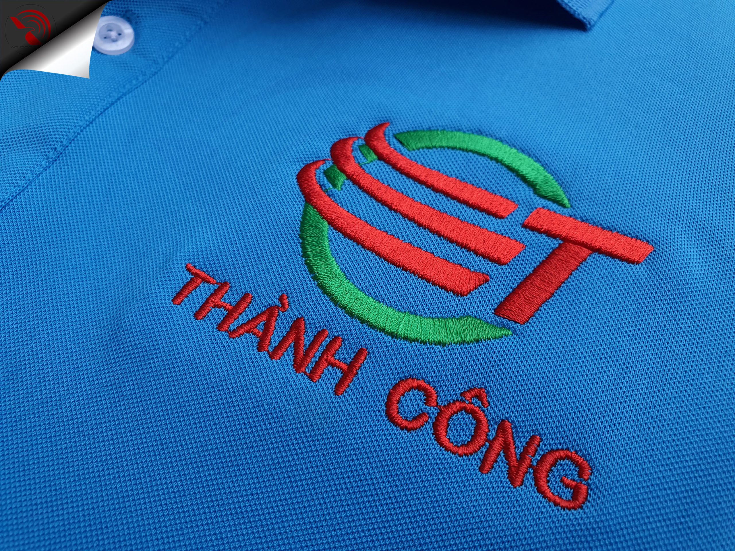 Thêu vi tính logo áo thun đồng phục theo yêu cầu