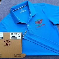 Đồng phục áo thun polo bo trơn màu xanh ya thêu logo