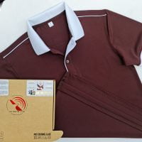 Đồng phục áo thun polo màu nâu phối trắng