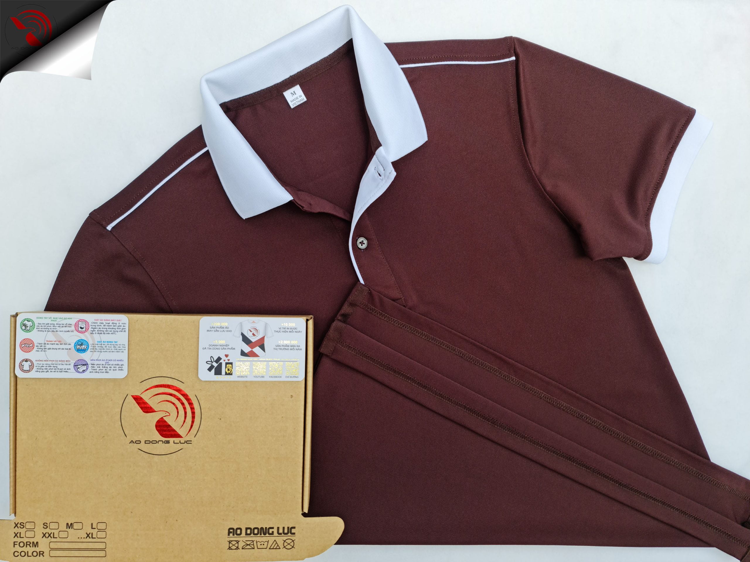 Đồng phục áo thun polo màu nâu phối trắng
